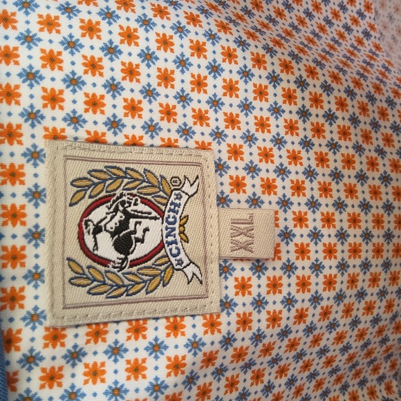 Cinch Men's Blue & Orange Geometric Patterned Button Down Shirt Size XXL - Picture 2 of 8